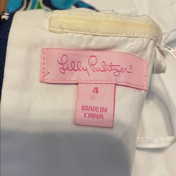 Lilly Pulitzer women’s 4 small dress Strapless Blue Green Floral Bowen vintage - Picture 6 of 9